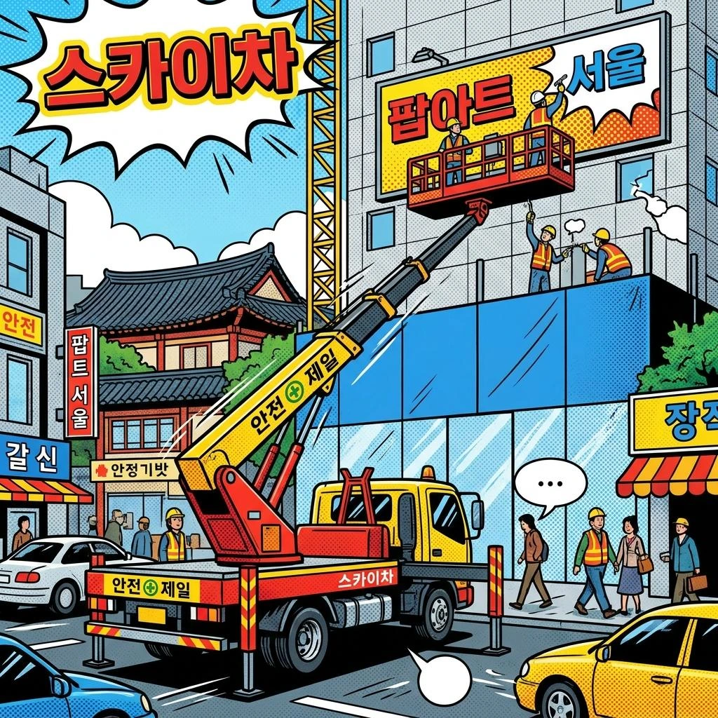 안산 상록구 본오2동 상록수역 상가 간판 시공 및 빌라 외벽 보수 스카이차 배차